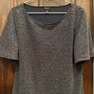 Ann Taylor Silver Shimmer Flutter Sleeve Top
